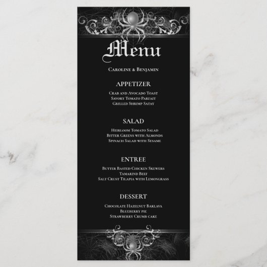 Élégant menu Mariage Halloween (Devant)