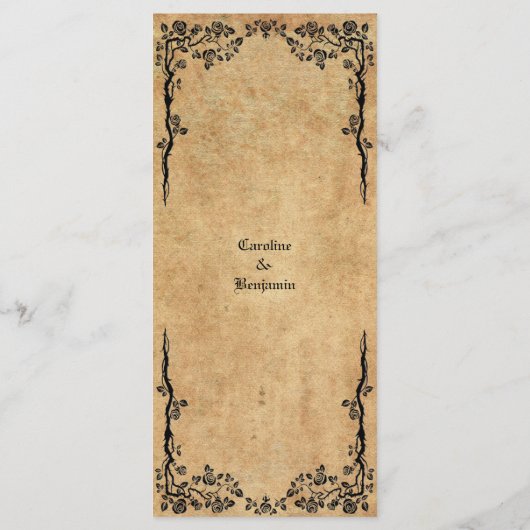 Élégant menu Mariage Halloween (Dos)