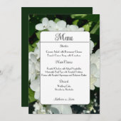 Elégant menu Mariage Hydrangea Blanc (Devant / Derrière)