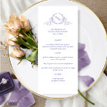 Elégant menu Mariage Lavender avec Monogramme<br><div class="desc">Dégustez vos invités avec ce beau menu mariage, avec un élégant monogramme botanique dessiné à la main avec les initiales du couple dans un joli ton lavande violet. Facile à remplir dans le modèle avec vos détails et menu et commander vos impressions! Une partie de notre collection "Lavender Watercolor Botanical...</div>