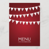 Élégant menu Mariage Love Bunting Red (Dos)
