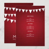 Élégant menu Mariage Love Bunting Red (Devant / Derrière)