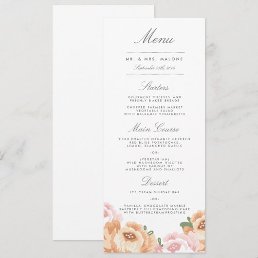 Élégant menu Mariage Mason Jar (Devant / Derrière)