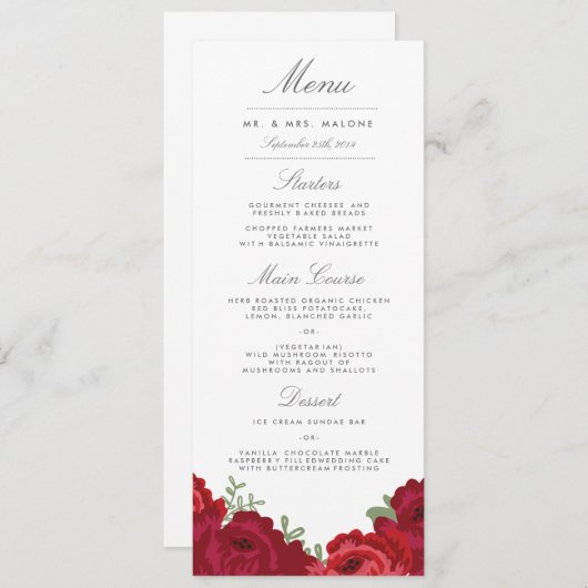 Élégant menu Mariage Mason Jar (Devant / Derrière)