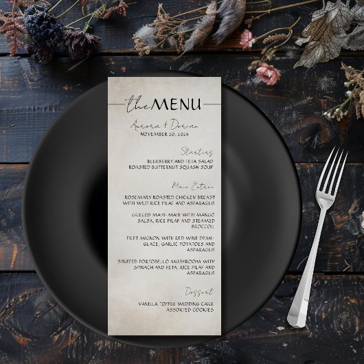 Élégant menu Mariage minimal de typographie
