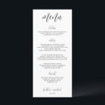 Élégant menu Mariage moderne et amusant | 4 x 9 |<br><div class="desc">Ce menu mariage est élégant,  amusant et simple. Il est parfait pour presque n'importe quel thème mariage. Il présente le menu de mots dans une calligraphie moderne.</div>