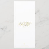 Élégant menu Mariage Monogramme Blanc et Or (Dos)