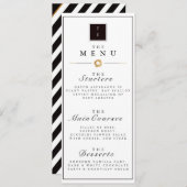 Élégant menu Mariage noir blanc & or en bande (Devant / Derrière)