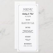 Élégant menu Mariage noir et blanc (Devant / Derrière)