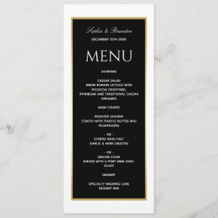 Elégant menu Mariage noir et blanc