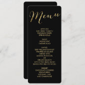 Élégant Menu Mariage Noir Et Or Rond (Devant / Derrière)