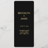 Élégant Menu Mariage Noir Et Or Rond (Dos)