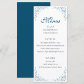 Elégant menu Mariage Ocean Blue (Devant / Derrière)