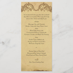 Élégant menu Mariage Peacock Vintage