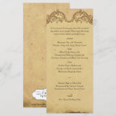 Élégant menu Mariage Peacock Vintage (Devant / Derrière)