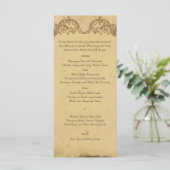Élégant menu Mariage Peacock Vintage (Debout devant)