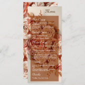 Elégant menu Mariage plat avec fleurs 3D (Devant / Derrière)
