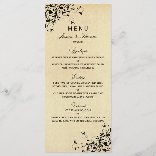 Élégant menu Mariage pour perles d'antiquité (Devant)