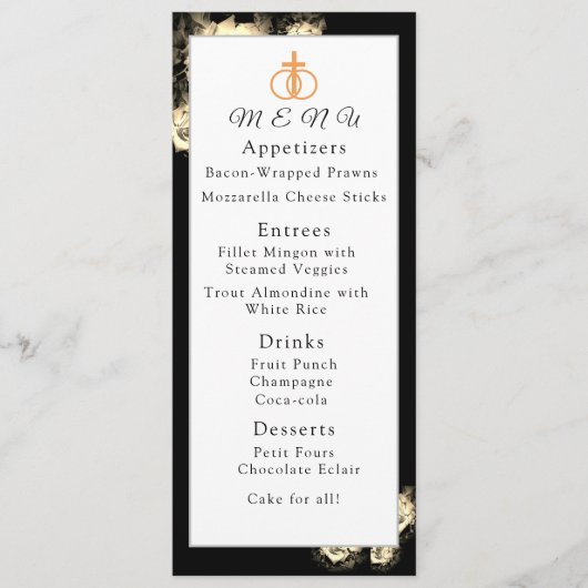 Élégant menu Mariage Rose (Devant)