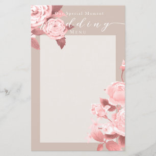 Élégant Menu Mariage Rose chic