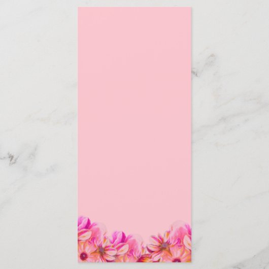 Elégant menu Mariage rose et jaune (Dos)