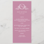 Élégant menu Mariage rose monogramme (Devant)