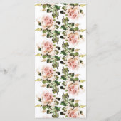 Élégant menu Mariage Rose Romance (Dos)