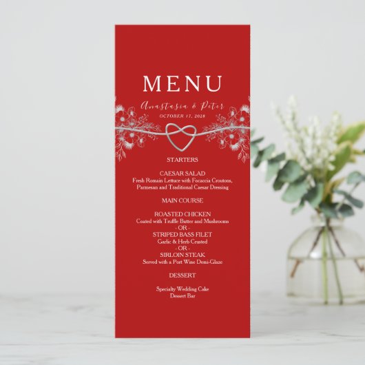 Élégant menu Mariage rouge (Debout devant)