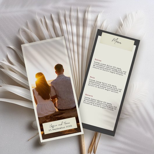 Elégant menu Mariage rustique avec photo