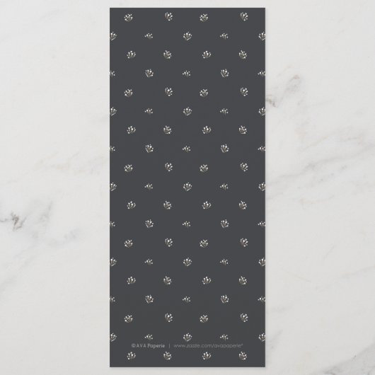 Élégant menu mariage rustique en damier à fleurs (Dos)