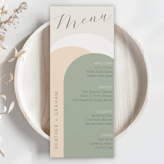 Élégant menu Mariage Sage Green