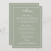 Élégant menu Mariage Sage White Script (Devant / Derrière)
