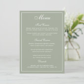 Élégant menu Mariage Sage White Script (Debout devant)