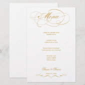 Elégant Menu Mariage Script - Or (Devant / Derrière)