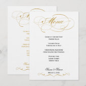 Elégant menu Mariage Script - Or & Noir (Devant / Derrière)