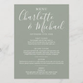 Élégant menu Mariage signature Sage Argent (Devant)