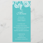 Élégant menu Mariage Turquoise Flourish (Devant)