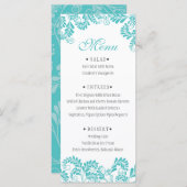 Élégant menu Mariage Turquoise Flourish (Devant / Derrière)