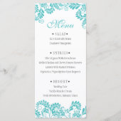 Élégant menu Mariage Turquoise Flourish (Devant)