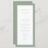 Élégant menu Mariage vert (Devant / Derrière)