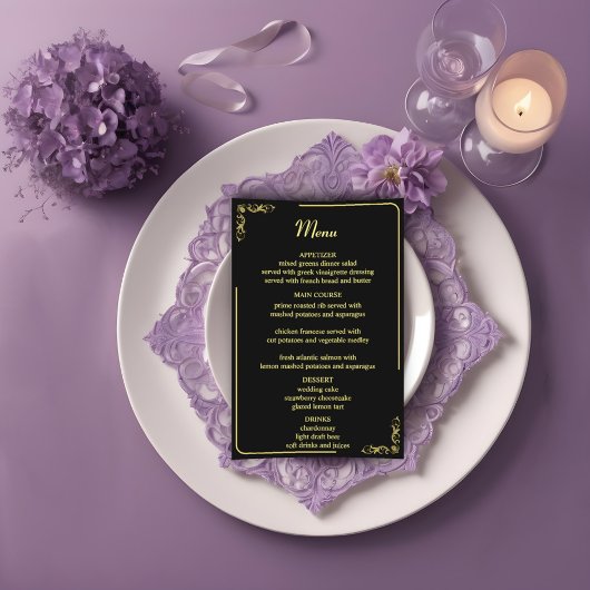 Élégant menu Mariage victorien Budget