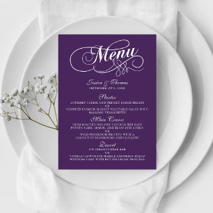 Élégant Menu Mariage Violet Et Blanc Modèles