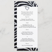 Élégant menu Mariage Zebra Stripe (Devant / Derrière)
