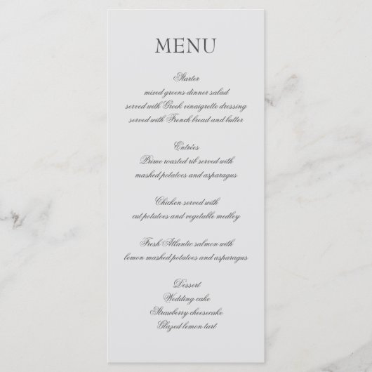 Elegant menu met geschreven tekst (Voorkant)