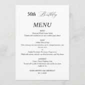 Élégant menu minimaliste 50e anniversaire (Devant)