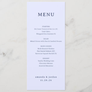 Élégant Menu Minimaliste Bleu Pâle