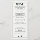 Élégant menu minimaliste chic Mariage (Devant)