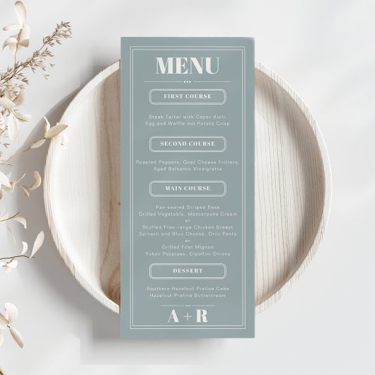 Élégant menu minimaliste chic Mariage