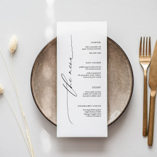 Élégant menu minimaliste Mariage avec police de sc