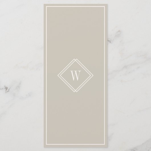 Élégant menu minimaliste Mariage Beige (Dos)